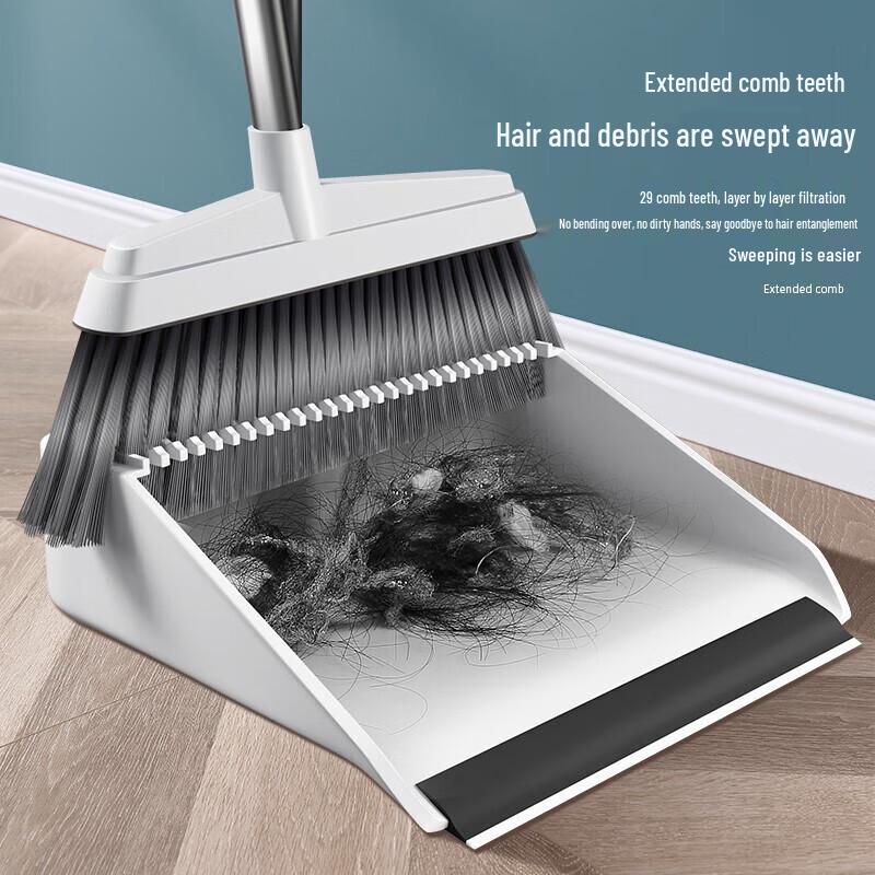 Foldable Broom and Dustpan Set with Comb Teeth
