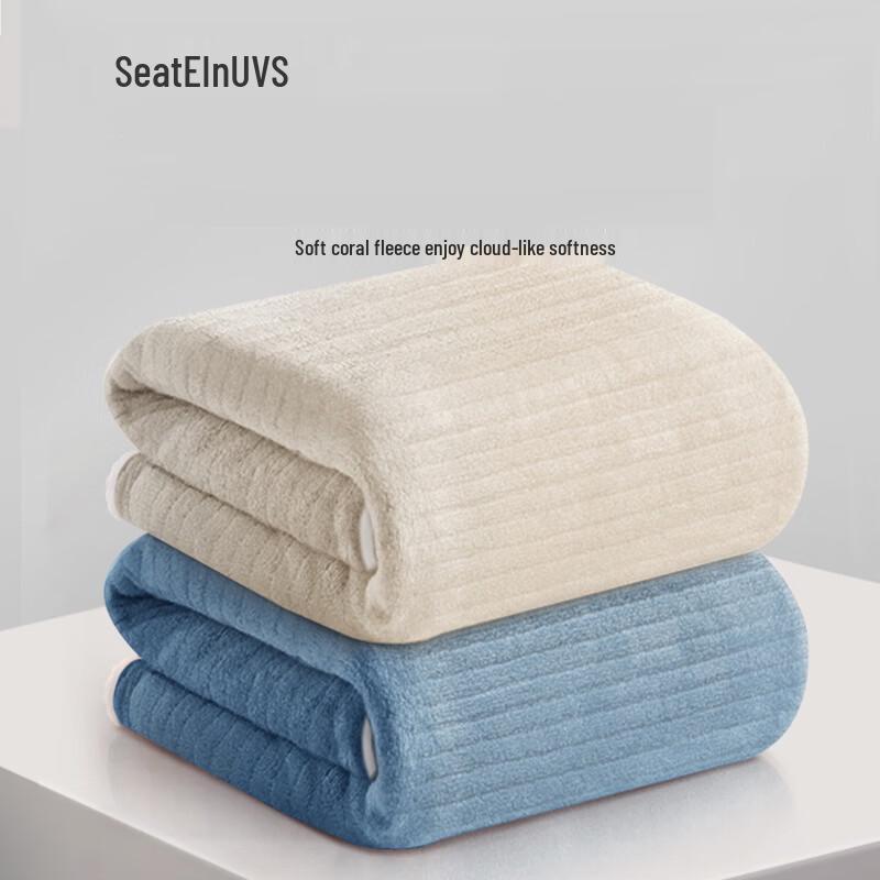 

Sanli Adult Thickened Striped Coral Fleece Bath Towel 5-Pack