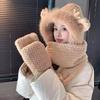 Winter Dragon Ball Cute Hat for Women Thickened Gloves Scarf Integrated Scarf Hooded Plush All Match Warm Three Piece Set