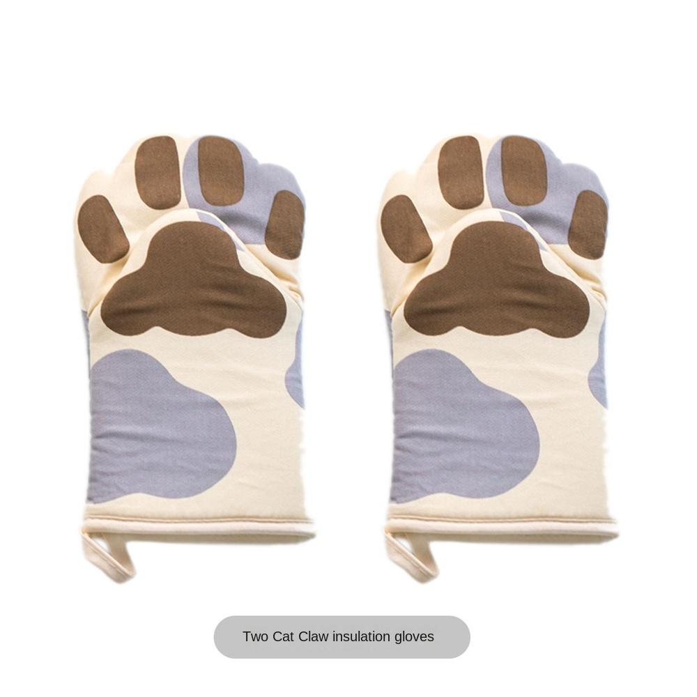 Gloves Cotton Long Cute Cat Paws Insulation Cartoon Animal For Barbecue Cooking Baking Baking Supplies Oven Glove Microwave