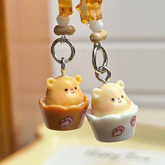 Pendant Keychain Lightweight Resin Bear Shape Pendant Keychain Multi-Purpose Portable Keyring for Bag And Phone