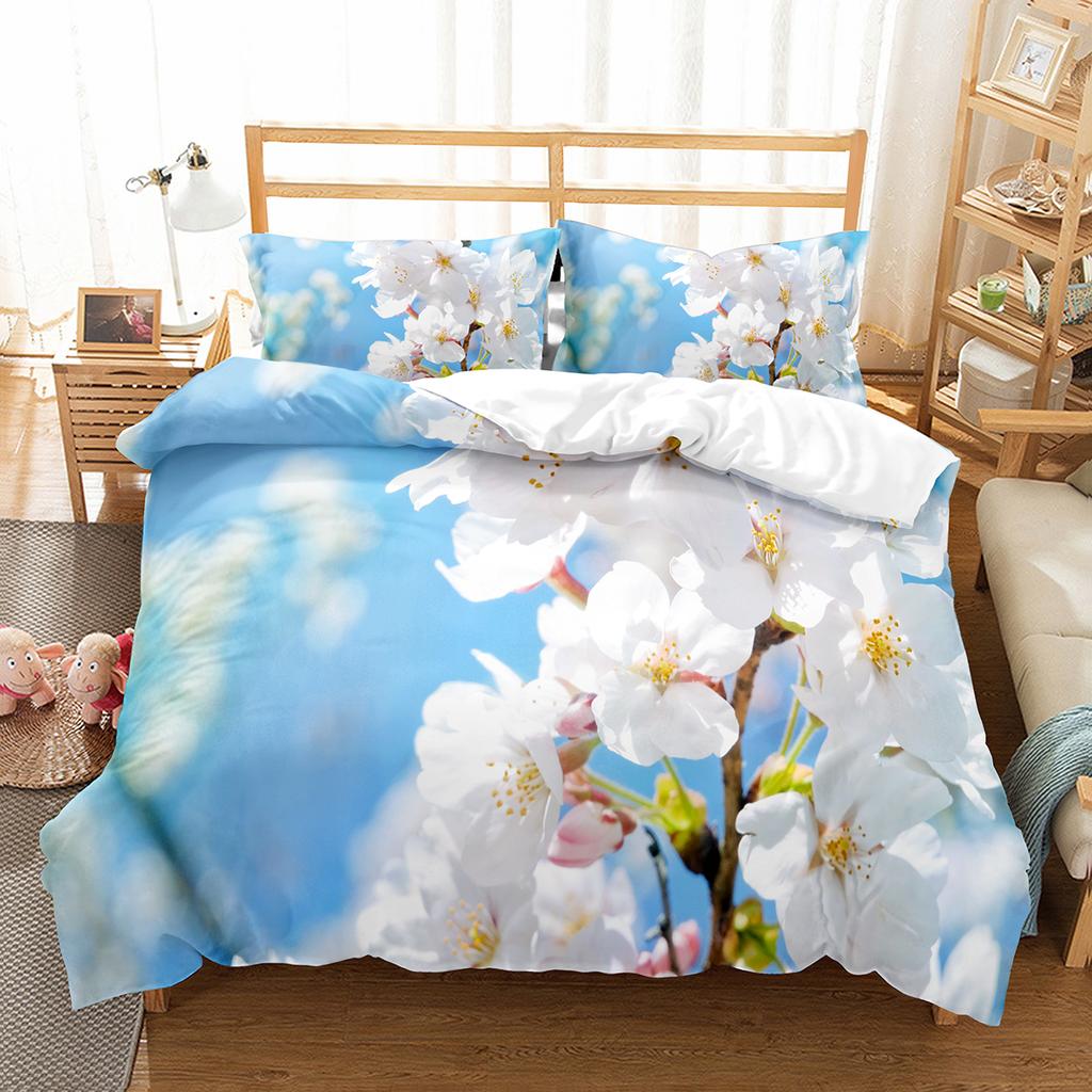 Spring Flowers King Queen Duvet Cover Colorful Floral Bedding Set Cherry Blossoms Quilt Cover 2/3pcs Polyester Comforter Cover