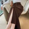 Women Corduroy Skirt High Waist Autumn Winter Knitted A Line Flowy Elegant Skirts