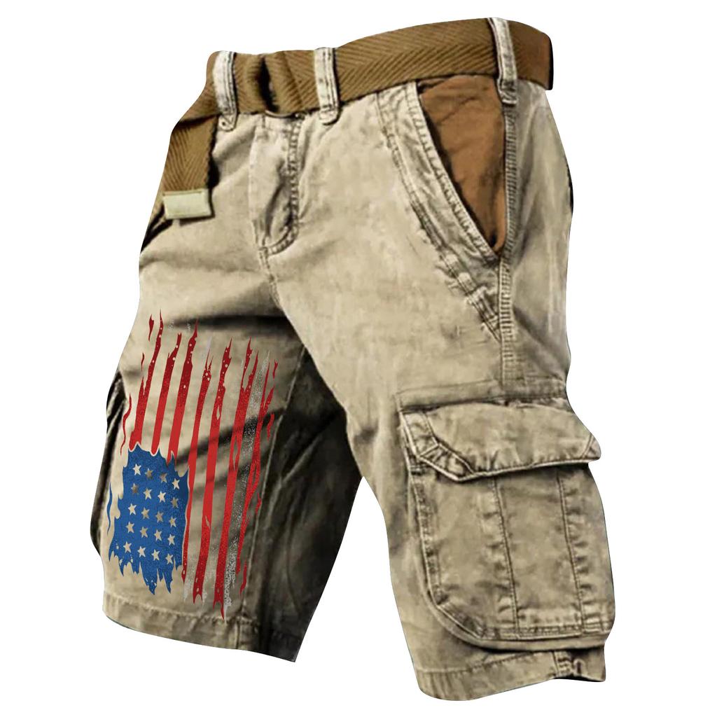 Pantaloncini Cargo Casual Stampati da Uomo per l'Estate con Tasche Multiple