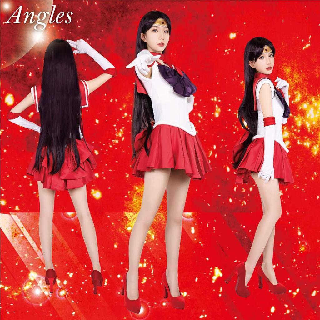 Fujitatsu Sailor Moon Cosplay Costume Made with Stretchy Sailor Mars and Hino Size Set, Leotard-like, One-Piece, Fabric, Rei, M, ISHO-18MMARS