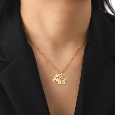 Elephant Necklace for Women Hollow Elephant Animal Pendant Necklace Birthday Jewelry Gift