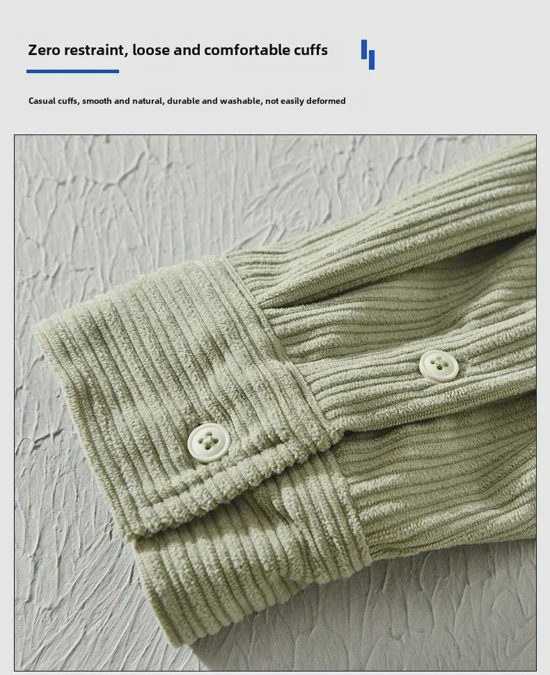 Podzimní manšestrová pánská ležérní retro košile s dlouhým rukávem pro rodiče a děti