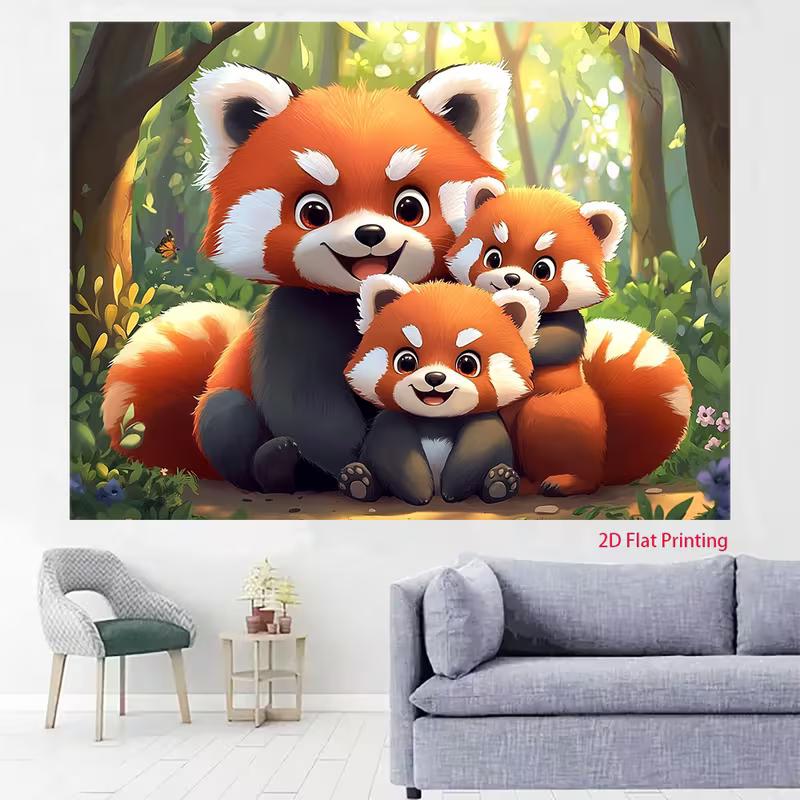 

2D Flat Printing Red Panda Family Backdrop for Kids Birthday & Photo Shoot 47.2x31.5inch/120*80cm