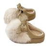 Women's Furry Bow Cotton Slippers: Thick-Soled, Velvet-Lined, Warm, Non-Slip for Autumn & Winter Indoors