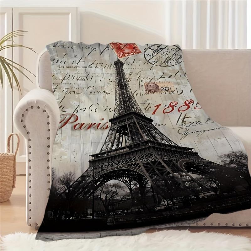 Vintage Eiffel Tower Architecture Design Art Blanket - Soft Lightweight All-Season Multi-Purpose Throw for Nap, Couch & Travel