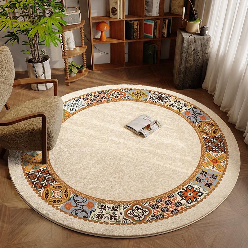 Round Living Room Carpet American Retro Carpets for Bedroom Rug Bedside Floor Mat Modern Creative Minimalist Home Decor Rugs