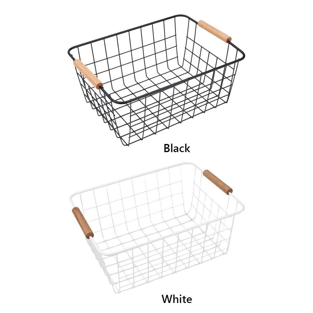 Rectangle Iron Wired Basket Metal Vegetable Fruit Snack Holder  For Bathroom Kitchen