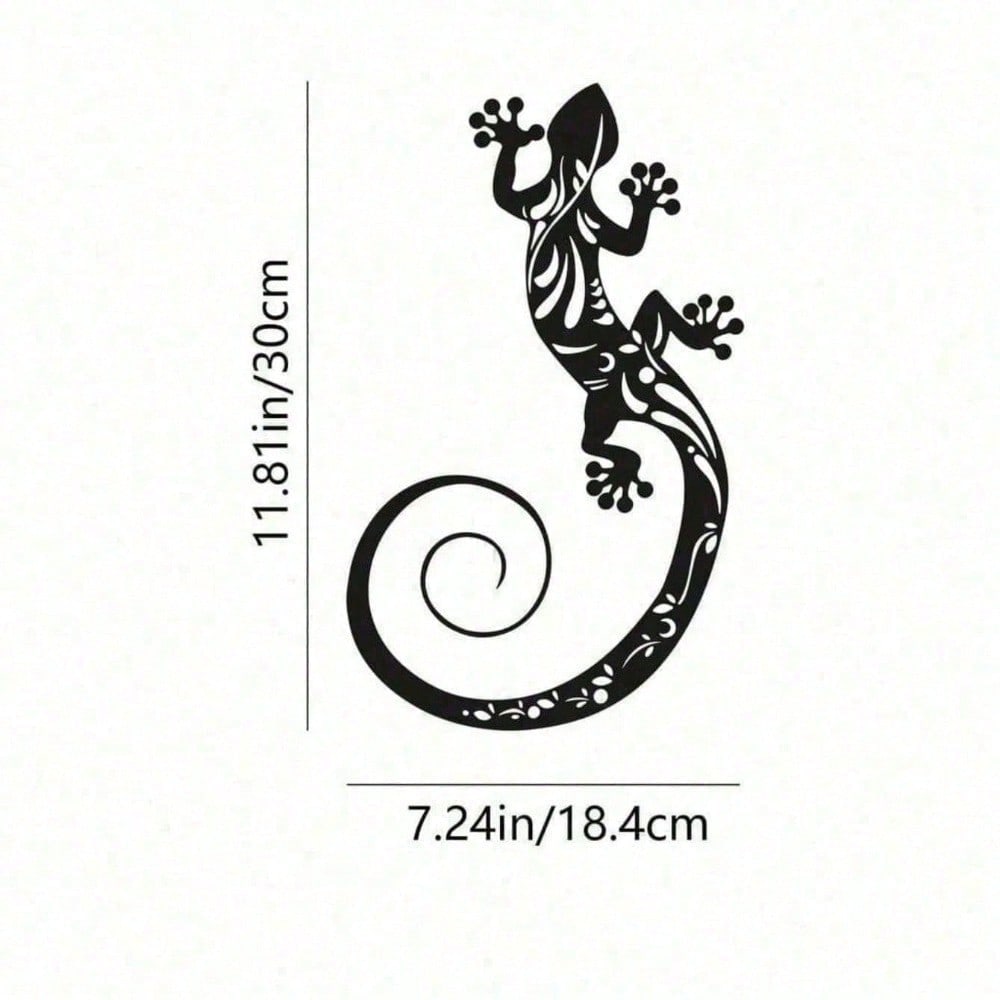 Hand-Forged Metal Gecko Wall Art, Geometric Lizard Sculpture for Boho Decor