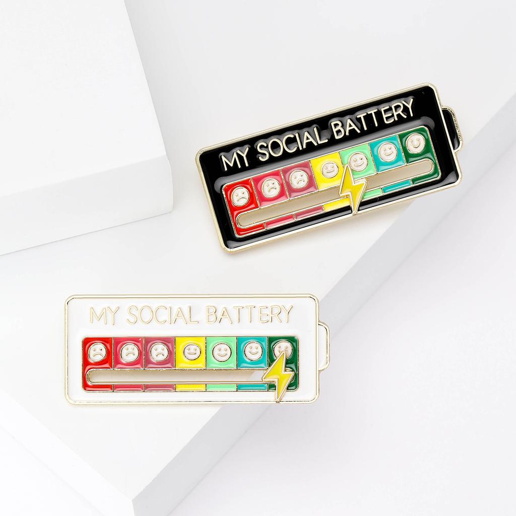 Fashion Cartoon Mood Battery Brooch Niche Personalized Pin Women'S Clothing Accessories Corsage Matching