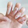 24 pz/set Quick Nails Glitter Bianco Gradiente Nail Art French Unghie Indossabili Adesivi per Unghie Rimovibili Impermeabili Unghie Finte