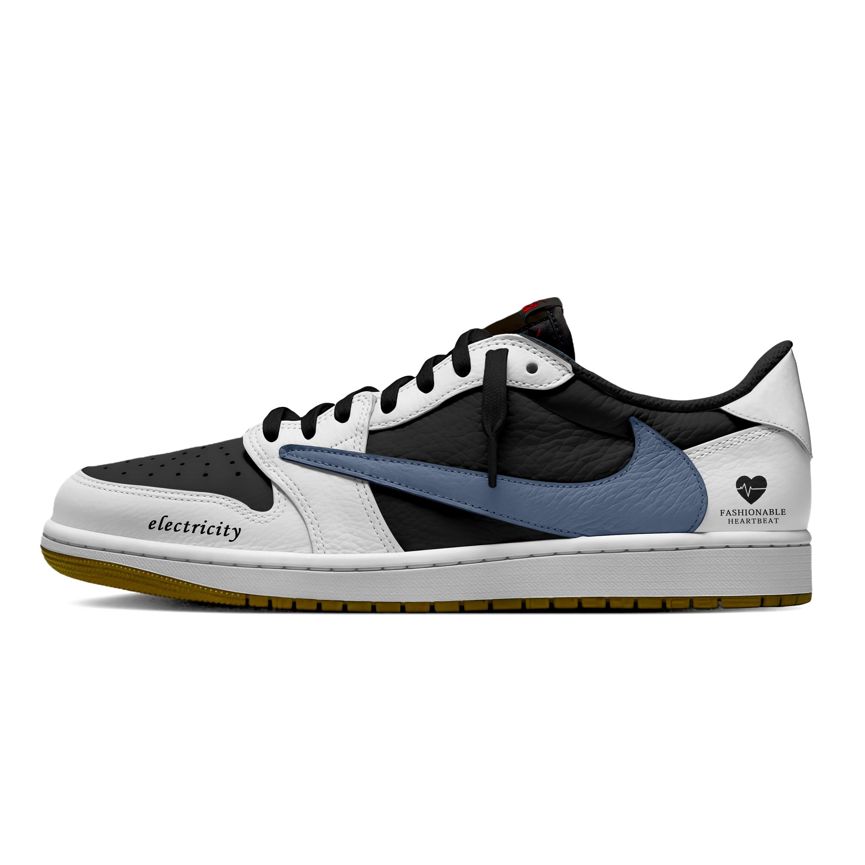 

Travis Scott x Jordan Air Jordan 1 Black White Blue Tone Leather Cushioning Slip Resistant Abrasion Resistant Low top DZ4137-700(Team1940-) 35.5