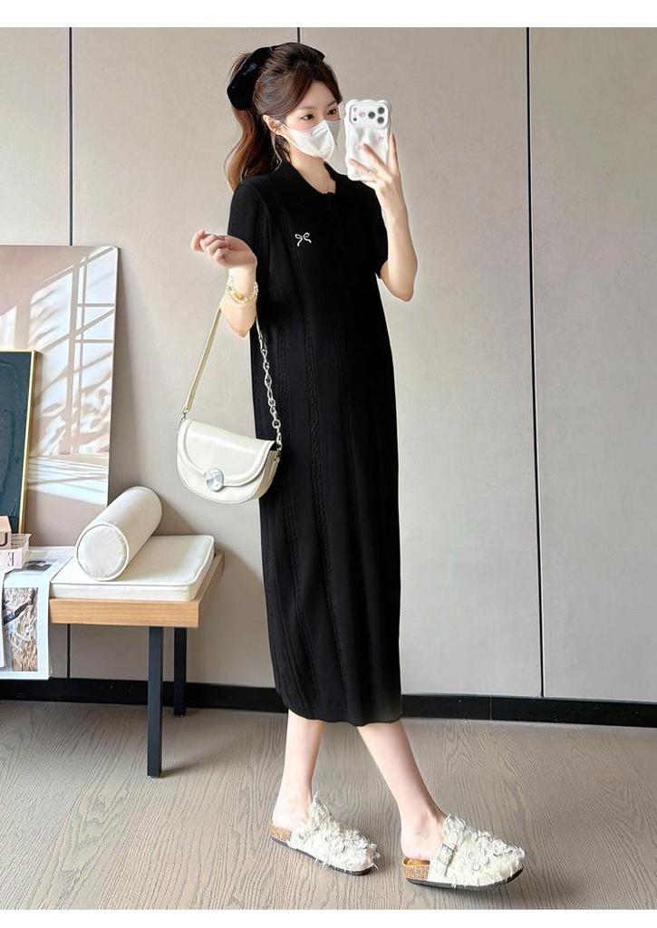 Maternity Summer Trendy Plus Size Knit Dress: Casual, Slimming & Versatile