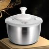 Stainless Steel Salad Spinner with Drain Basket Anti-Slip Base Stop Button Large 5.3 Quart Vegetables Dryer