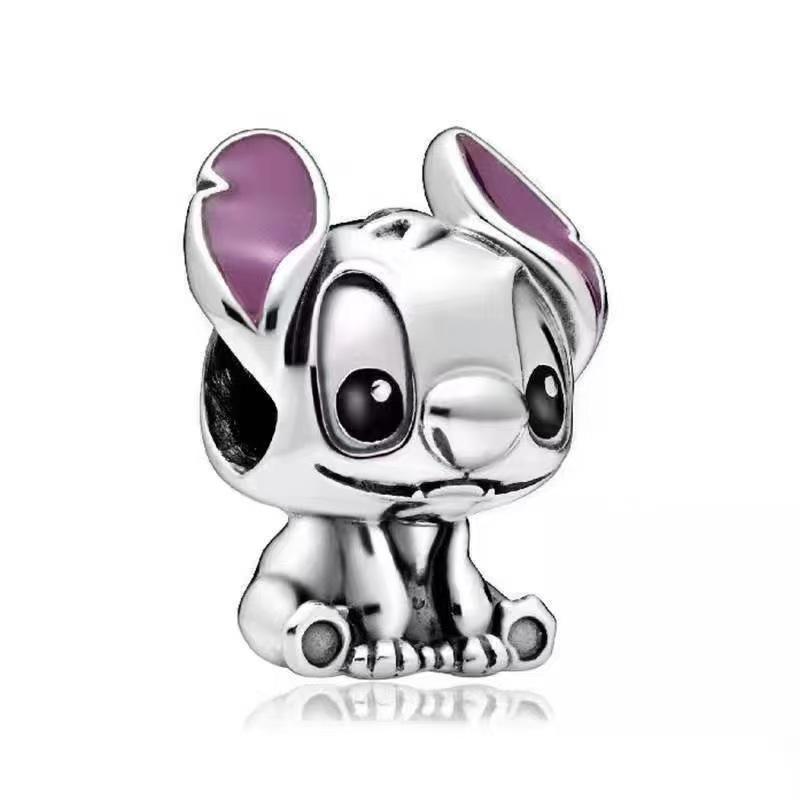 Cuentas de Cobre Blanco Plateado y Colgante Charm Aniversario de Puntada