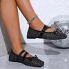 Ballerine da Donna a Punta Larga in Rete con Fiocco - Slip-On Traspiranti con Design Traforato per la Primavera, Scarpe Piatte Uniche Comode