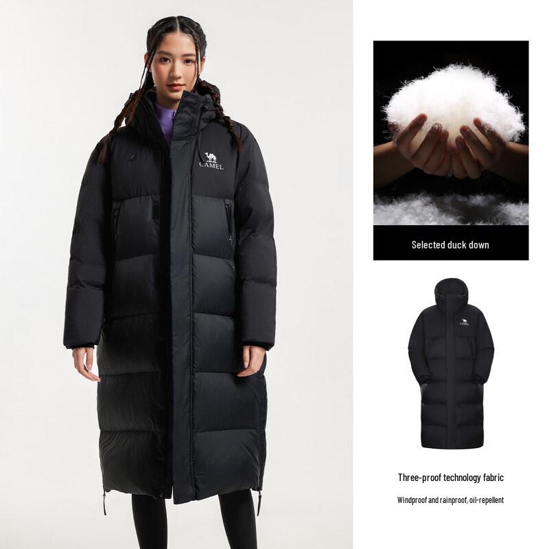 Camel Unisex Mid-Length Winter Puffer Down Jacket S