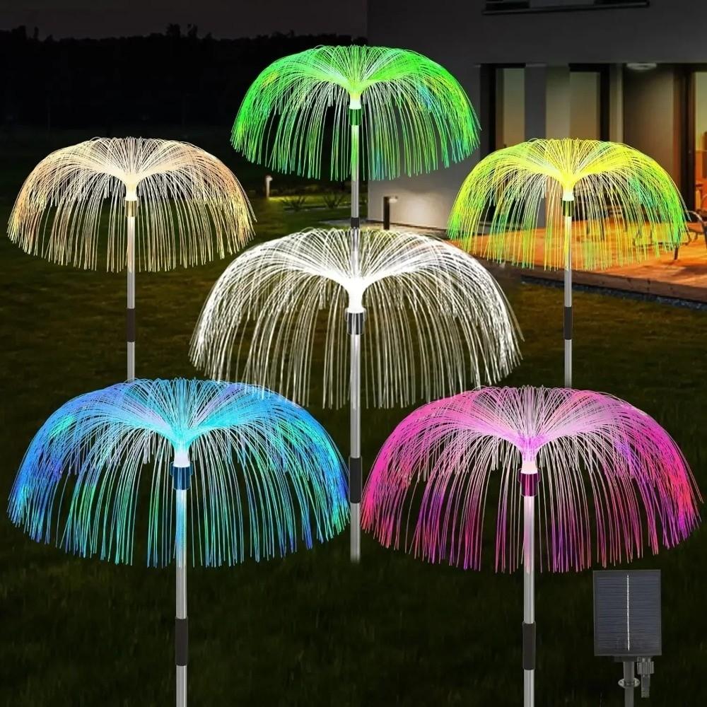 Flowers LED Solar Light Fiber Optic Landscape Lights New Jellyfish Garden Lamp Pathway
