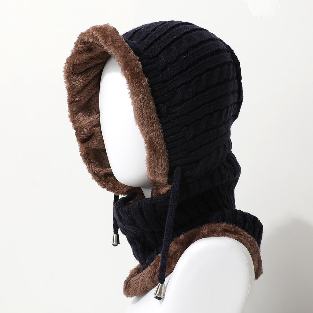 Design Sense Woven Plush Pullover Hat Lengthened Outdoor Integrated Warm Knitted Hat