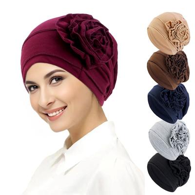 Kopftuchmütze mit Blumenmotiv aus Baumwollscheiben, elastische Pullovermütze, Entbindungsmütze, Chemotherapiemütze Jdt-417B