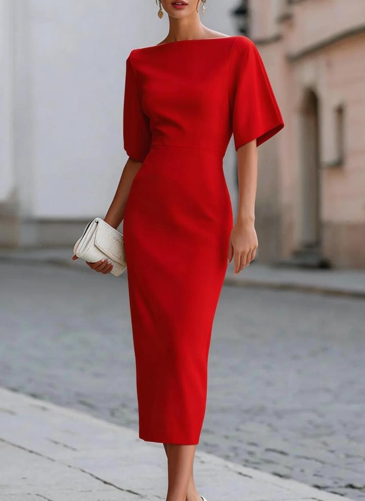 Autumn, elegant temperament, waist and thin medium and long dresses for women