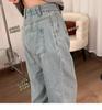 2025 Spring Women's Plus Size High Waist Straight Leg Jeans - Casual, Slimming, Versatile, Eight-Point Wide Leg Pants