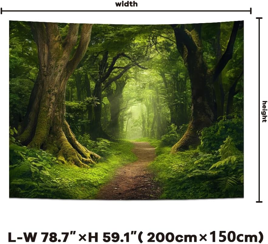 Wald Tapisserie Naturlandschaft Wandteppiche Grüne Baum Tapisserien Nebelwald Wandkunst Dschungel Szenerie Tapisserie Wandbehang für