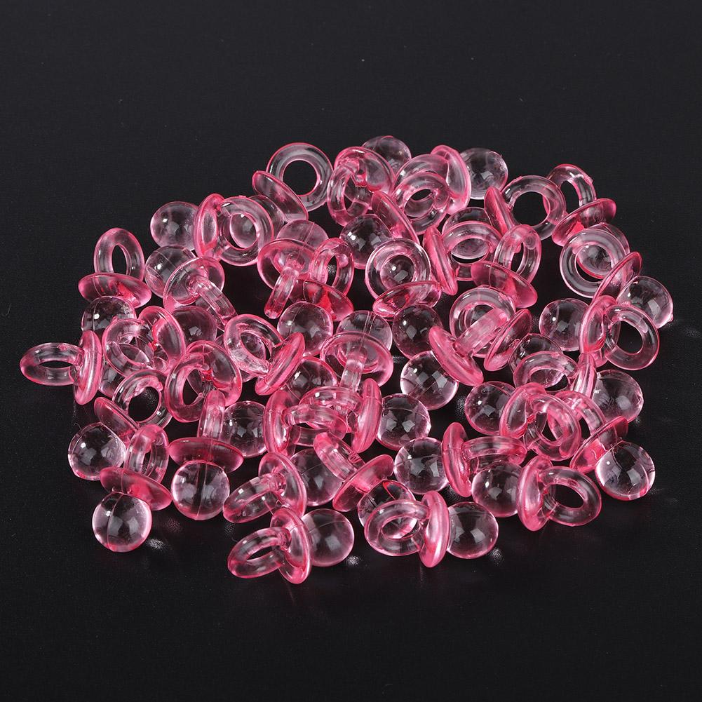 50pcs Acrylic Baby Pacifiers Baby Shower Decoration Table Scatter (Transparent Red)