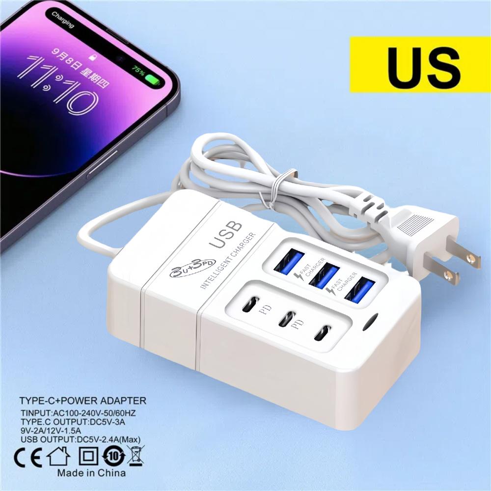 Încărcător USB multiport 35W PD tip C Încărcare rapidă Încărcătoare de perete rapidă Adaptor hub USB Telefon mobil Conexiune UE SUA Încărcător USB tip C