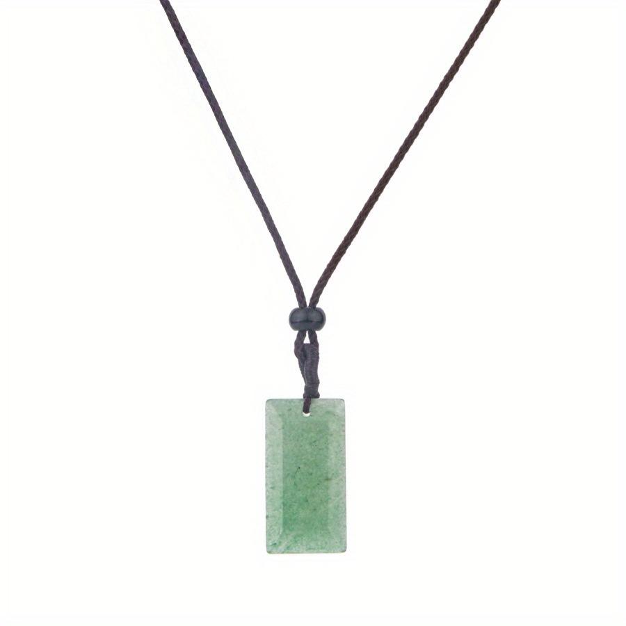 

Natrual crystal stone gemstone agate hand-made Rectangular adjustable pendant necklace for women and men Stone Pendant Necklace