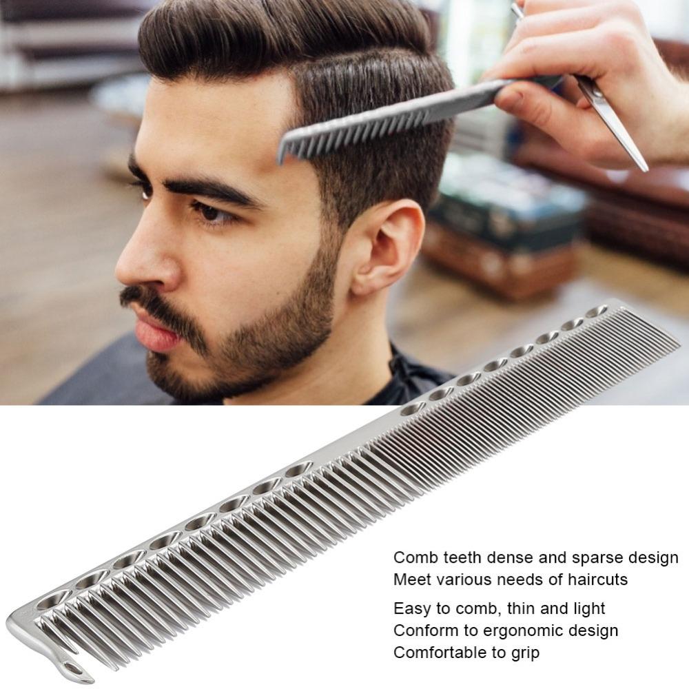 

2pcs Wide and Fine Teeth Stainless Steel Haircut Comb Aluminum Barber Comb For Barbers серебряный