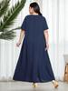 Plus Size V-Neck Slimming Dress: Tummy-Covering, Waist-Cinched with Wide Hem - New Summer Fashion