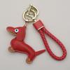 Adorable Sausage Dog Car Keychain PU Leather Cartoon Pendant Unique Puppy Lover Gift