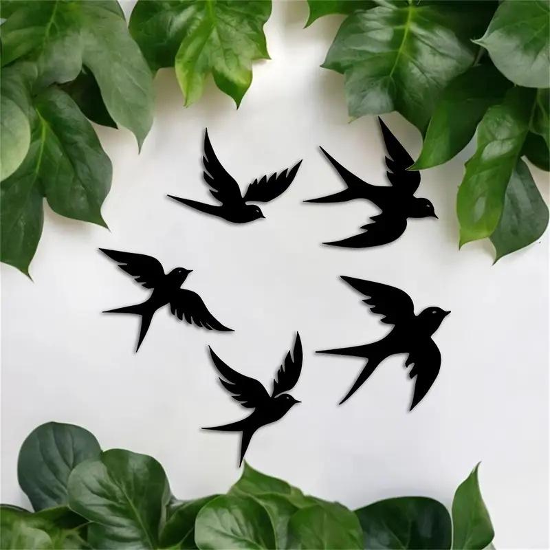 Black Swallow Silhouette Wall Hanging for Indoor/Outdoor Decor in Living Room or Bedroom