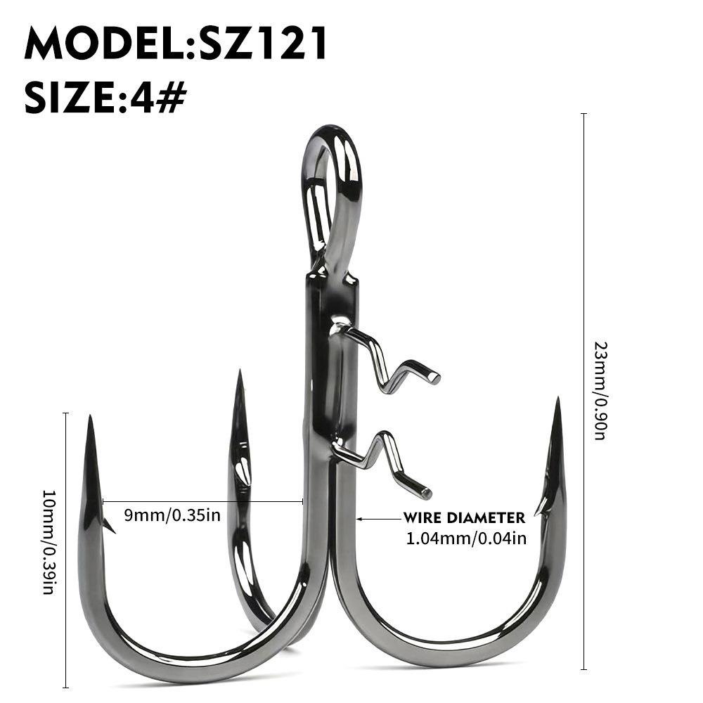 Reinforced Triple Barbed Hook 5pcs Pack Soft Lure Hook Durable Fishing Hook For Bass