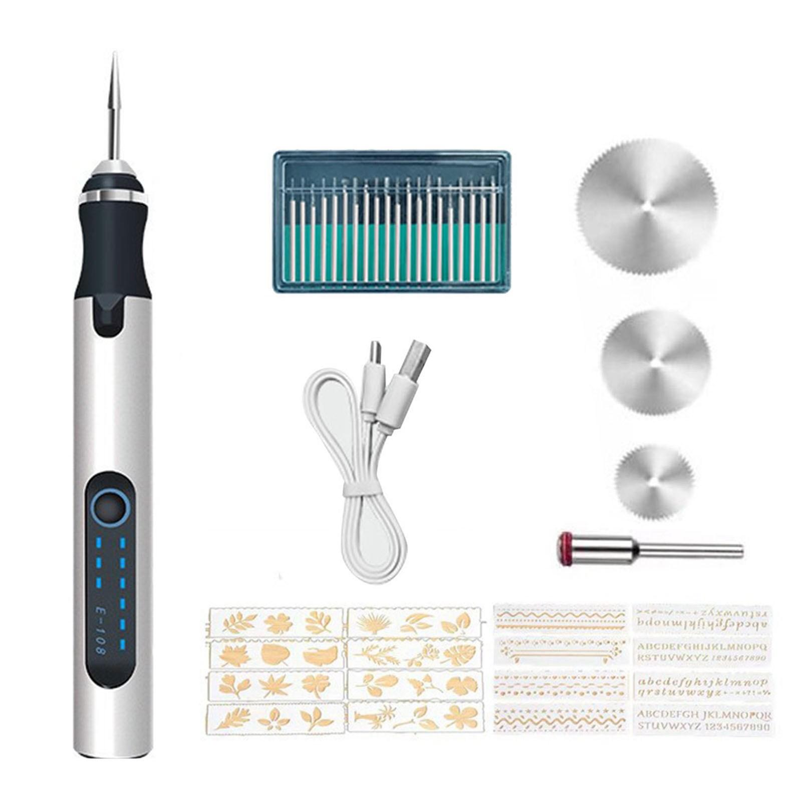 Electric Engraving Pen Cordless Rechargeable Grinding Machine Tool Set Kit For Nail Art Silver Engraving Grinding Set чёрный