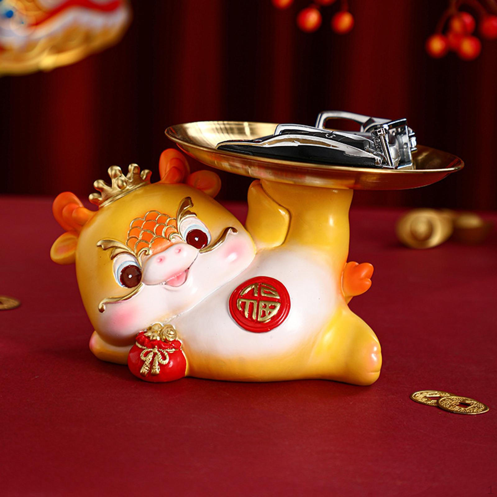 

Dragon Statue/ Candy Dish Desk Storage Tray Decorative Modern Animal Sculpture Art Craft Ornament
