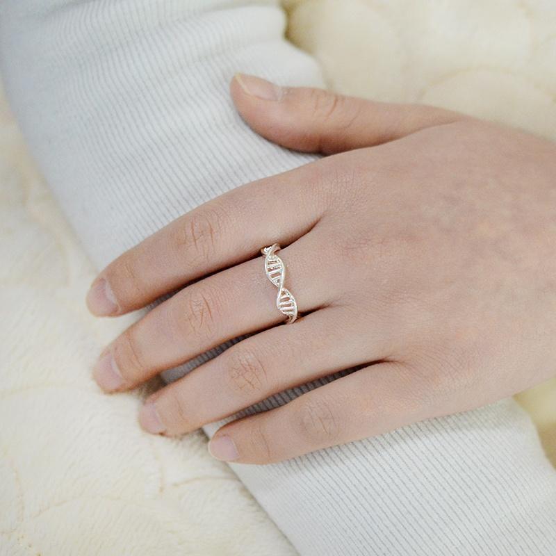 Minimalistischer DNA-Ring für Frauen, Wissenschaft, Chemie, Biologie, Molekül-Helix-Ringe, Gold, Silber, modischer Arztschmuck