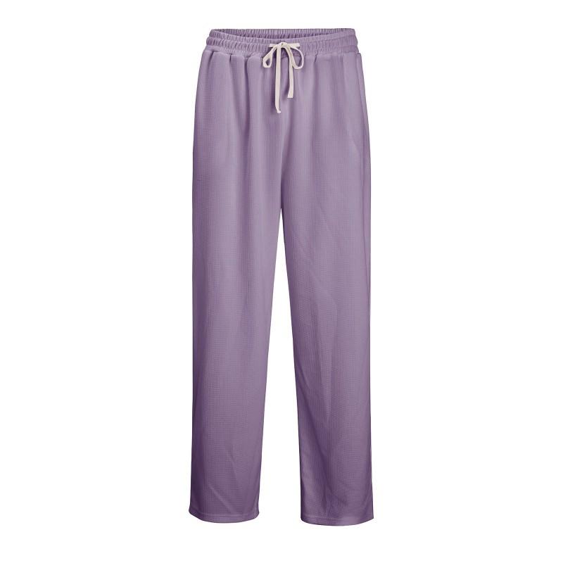 Mens Loose Waffle Knit Wide Leg Jogger Pants Casual Stretch Trousers Daily Wear