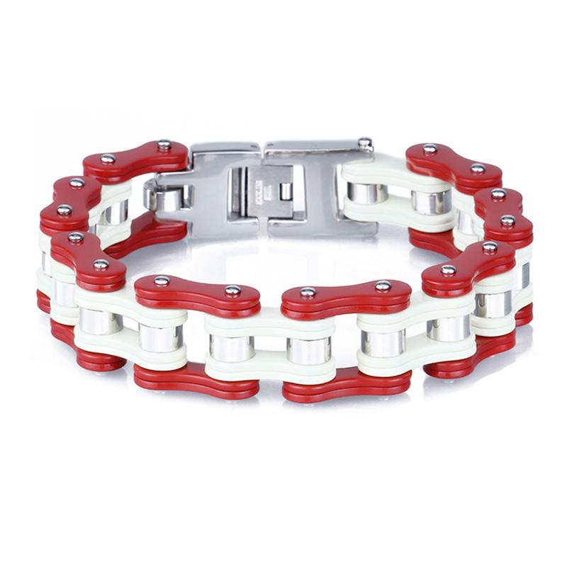 Punk Pulseiras e Braceletes Laranja de Bicicleta para Homem Preto Corrente de Motocicleta Pulseira Homem Mulher Aço Inoxidável Joias de Pulso Biker