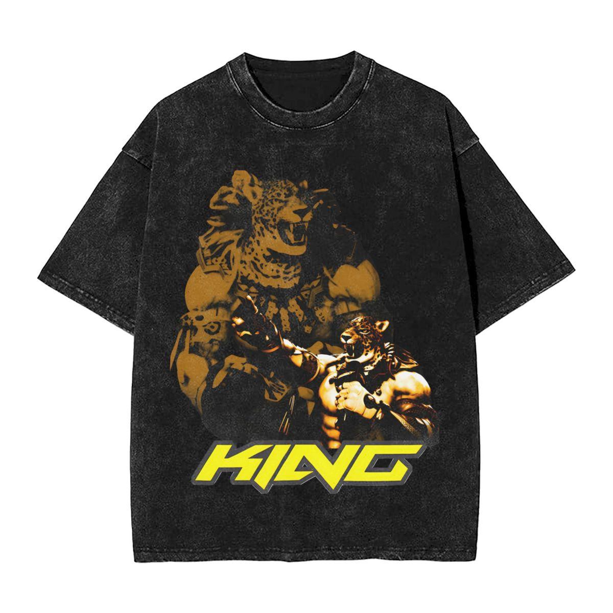 

Anime Tekken Vintage Washed T Shirt Mens Women Cotton Tee Harajuku Streetwear Oversized Casual Summer ONeck Loose Short Sleeve M