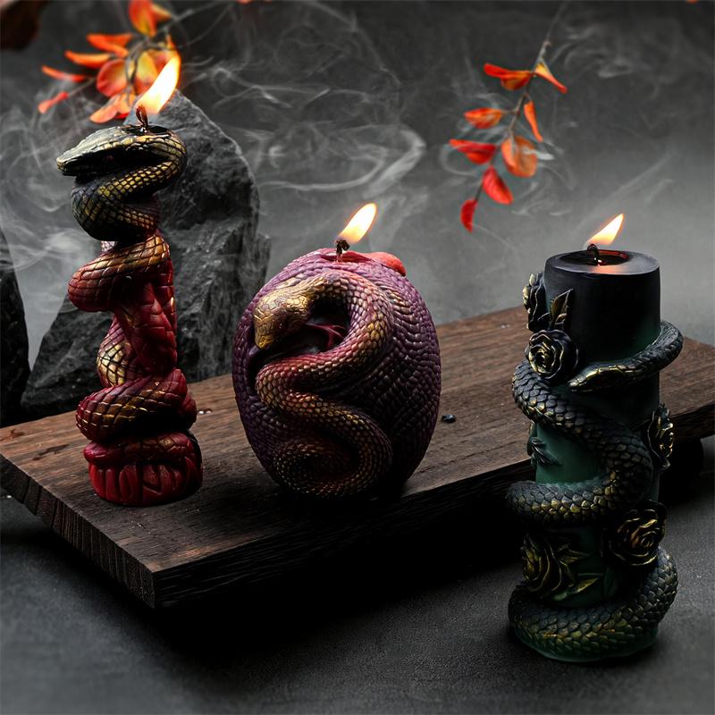 Kerzenständer Silikonform in Schlangenform DIY Schlange gewundenes Relief Schlangenei Rosensäulen-Designs Kerzen Gips Heimdeko