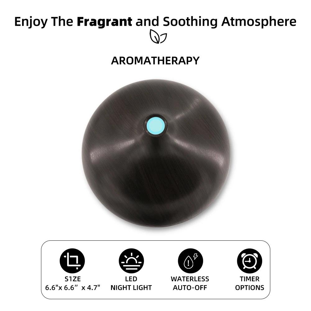 550ml Wood Grain Essential Oil Diffuser with Remote Control  Ultrasonic Cool Mist Humidifier, 7 Color LED Lights & 6 Essential O