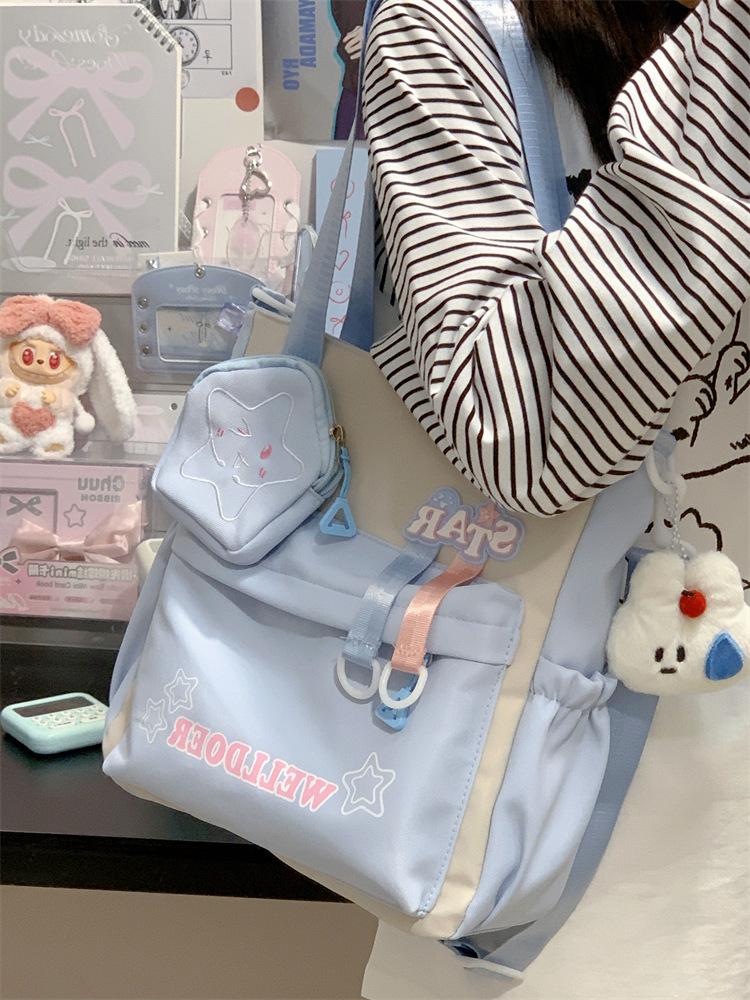 School Bag Japanese Ins Cute Student Portable Tutoring Bag High Value Large Capacity Casual Shoulder Bag Versatile Sweet Backpack