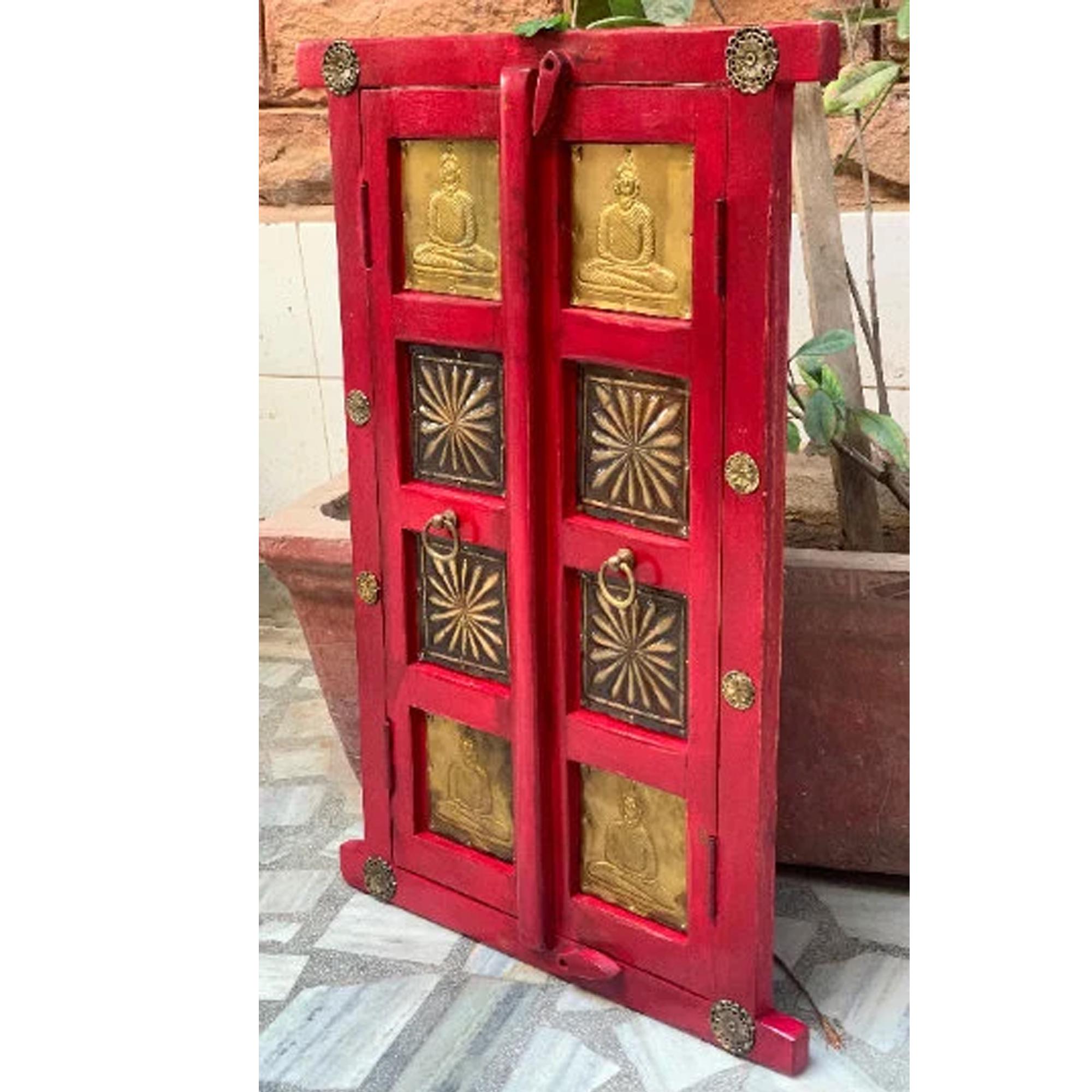 Rustic Red Jharokha Window: Indian Heritage Wall Decor разноцветный