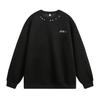 Erkek Renkli Nakışlı Yuvarlak Yaka Bol Uzun Kollu Vintage Günlük Kazak Sweatshirt
